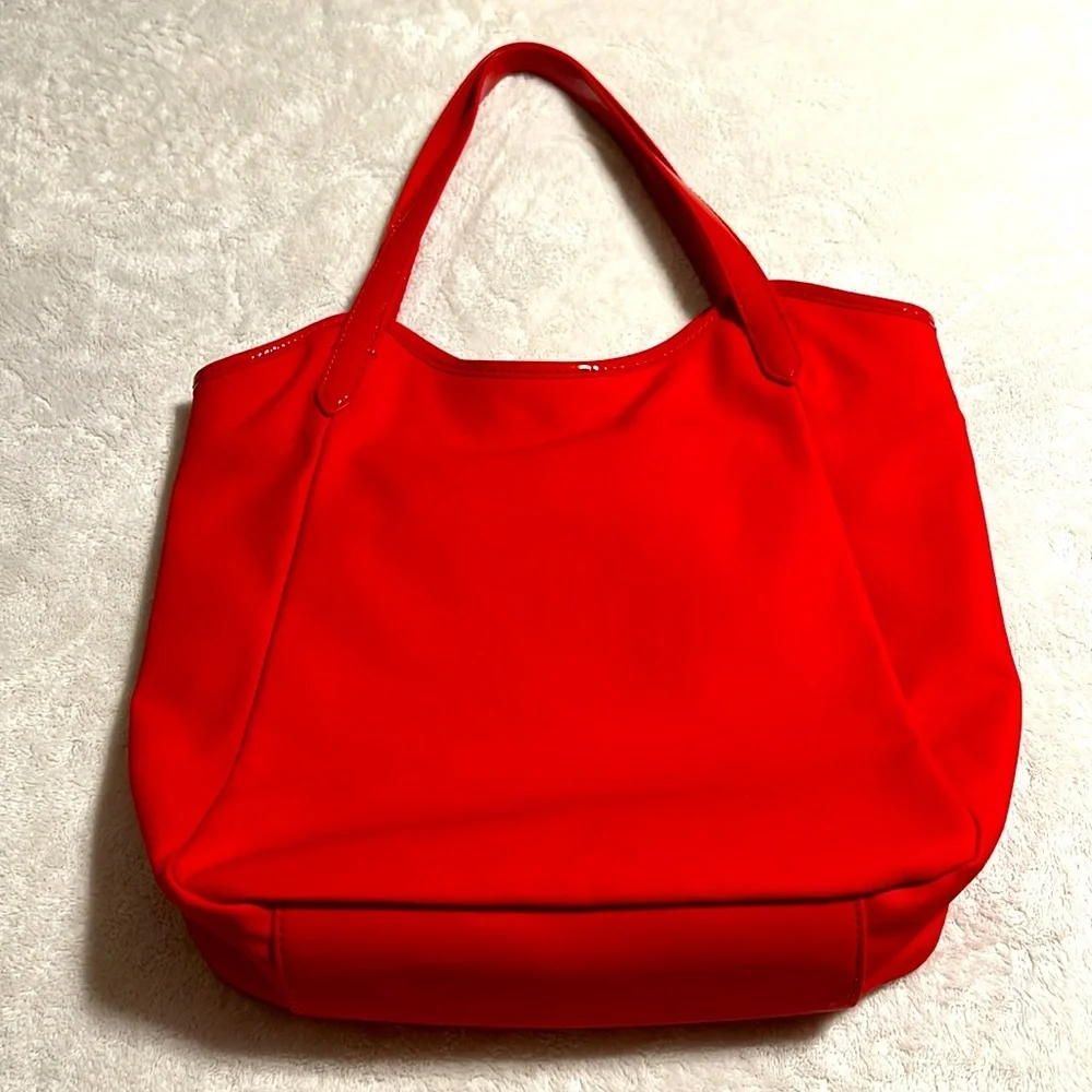 Tory Burch. Red Nylon Patent Leather Strap Bag. NWOT